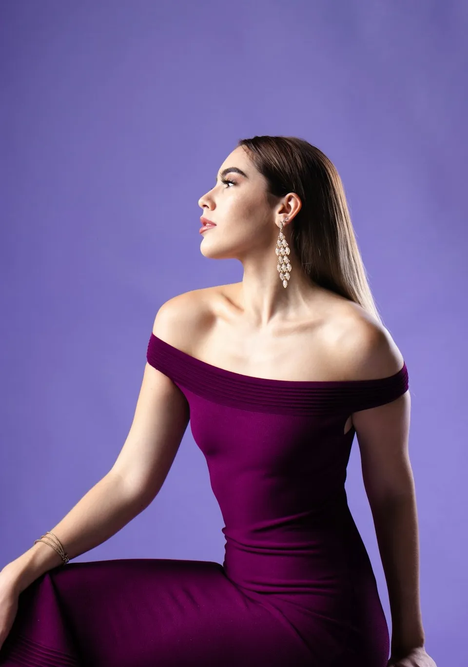 Drape Detaylı A Kesim Şifon Tesettür Abiye